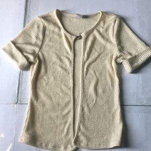Glitter Light Tan,Metal Button Clamp, Open Front Shirt Type Vest